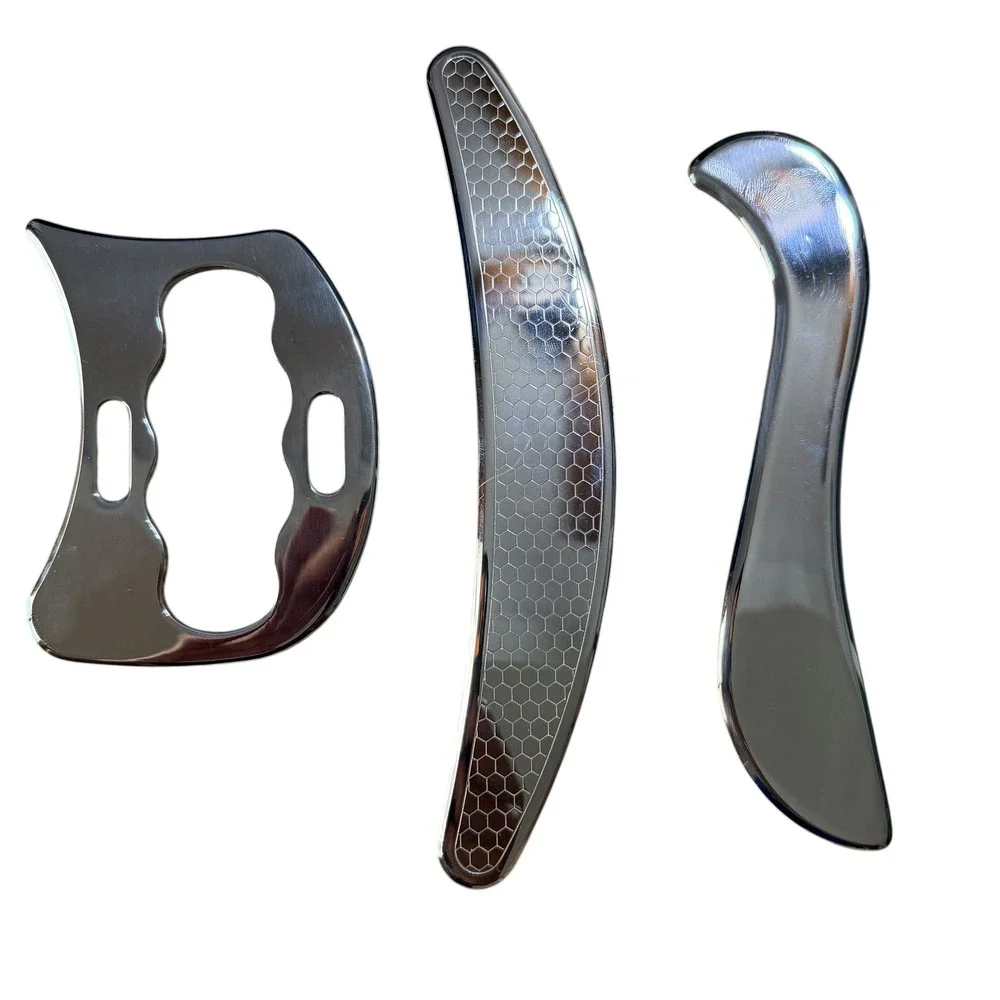 3pc Stainless Steel IASTM Scraping Massage Tool Set Myofascial Release Gua Sha